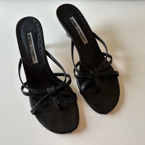 Manolo Blahnik Kitten Heel Mule Sandal Slides (AUTHENTIC)